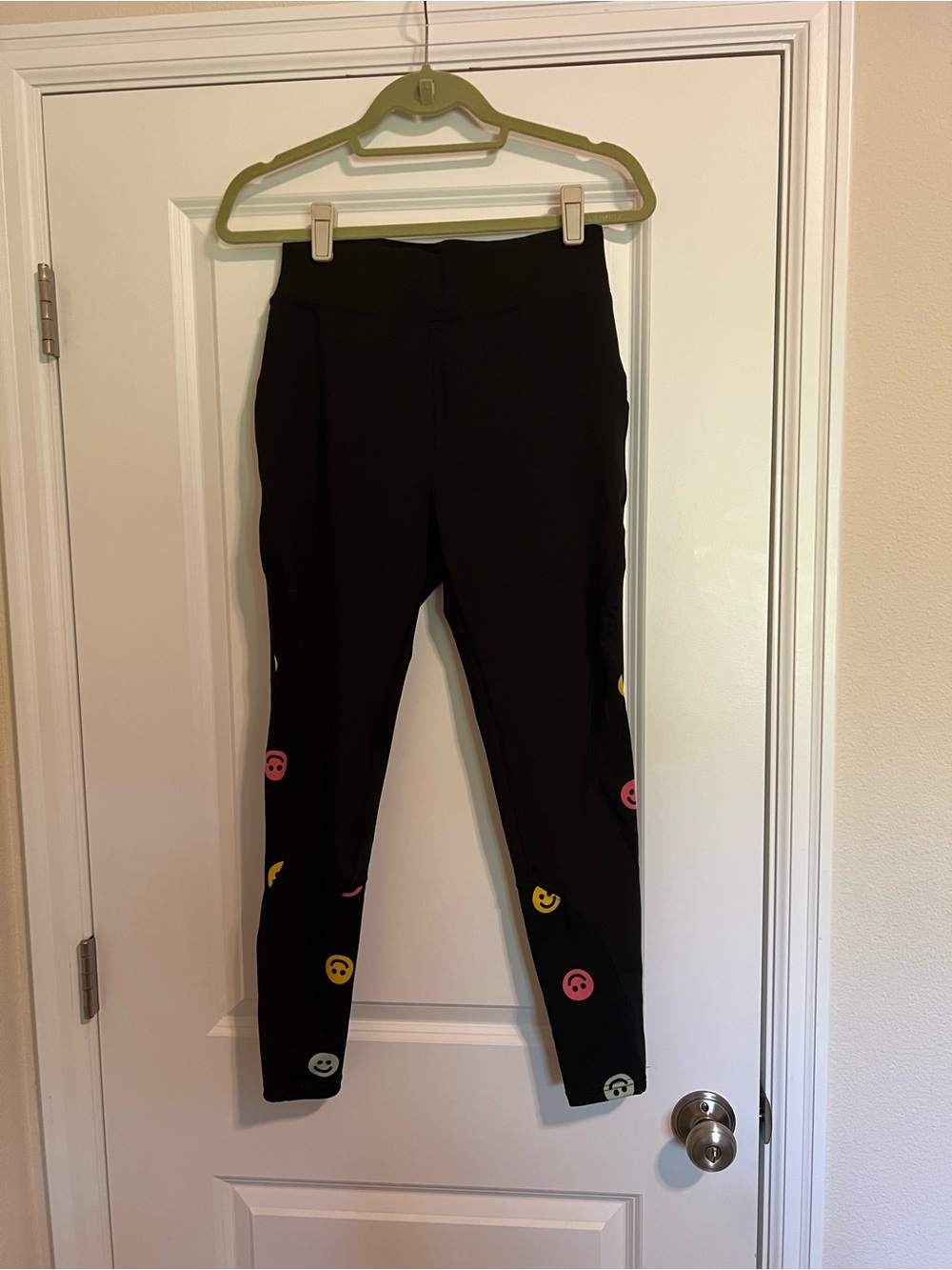 POP Fit Black Leggings with Smiley Face Accents